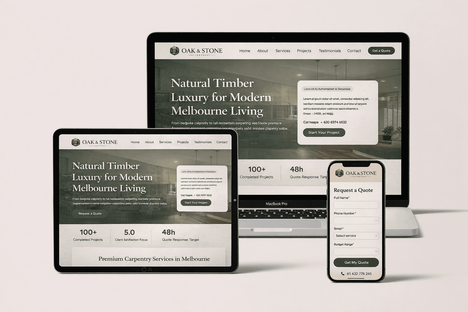 Oak & Stone website